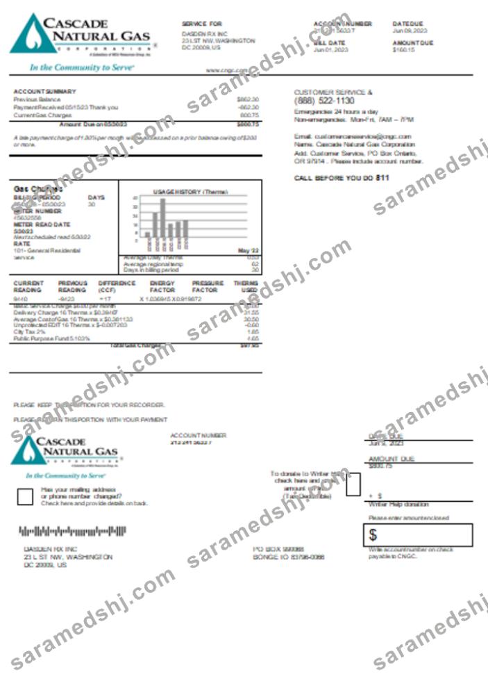 Cascade Natural Gas utility business bill SCR